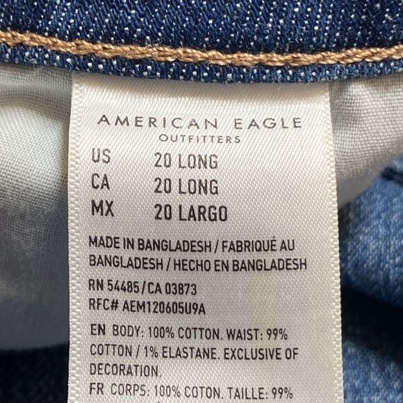 American Eagle BWT Comfort Stretch Waistband Mom Jean Distressed 35W 20 Long - Picture 9 of 9